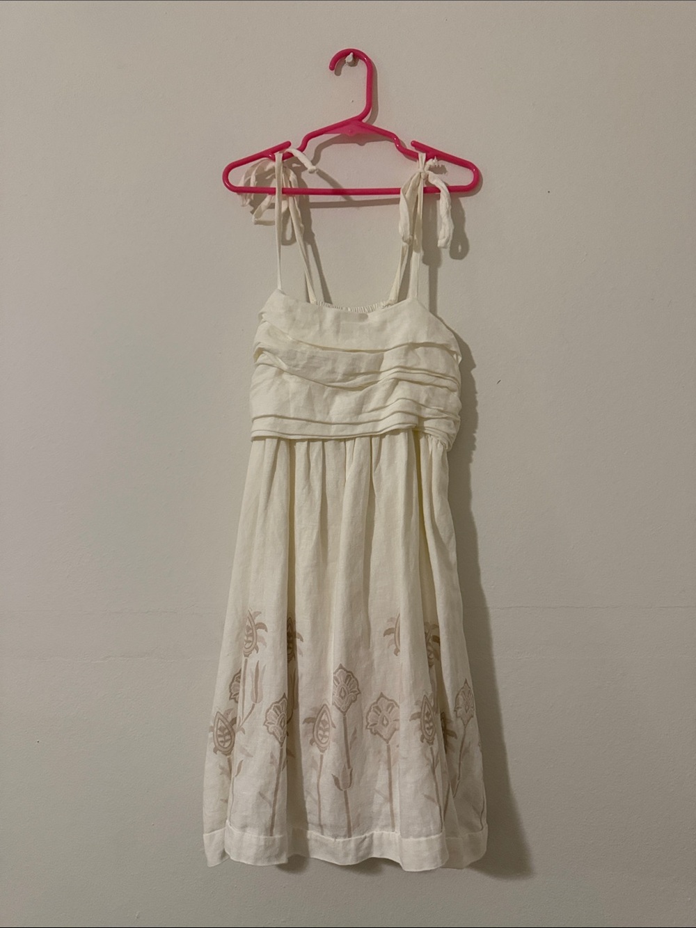 Women's Cream Tie-Strap Sundress